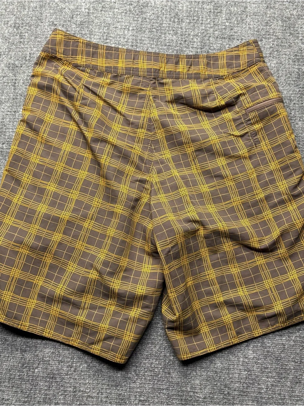 Patagonia Shorts Mens 33 Brown Check Wavefarer Boardshorts Swim Nylon Quick Dry